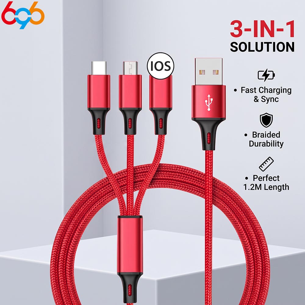 Samsung Tablet With Accessories - 3‑in‑1 USB Fast Charging Cable Multi‑Interface